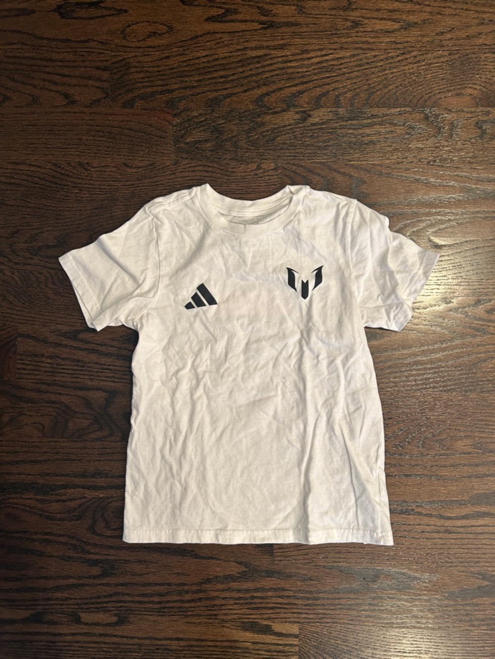 adidas #10 Messi White Short Sleeve Tee with Black Logos